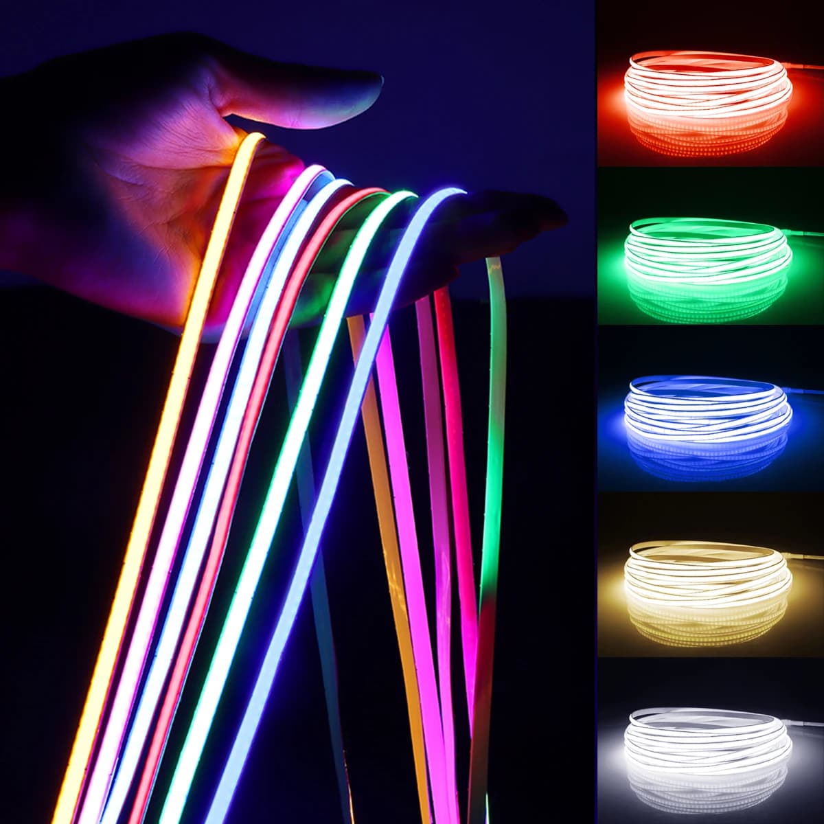 Striscia LED COB super sottile da 5 mm 1m 2m 3m 4m 5m Nastro LED al neon flessibile ad alta densità per la decorazione della stanza di casa Illuminazione retroilluminazione TV