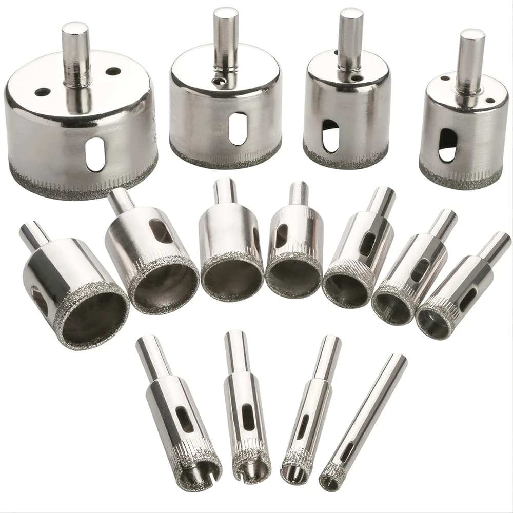 10 pezzi/15 pezzi 6mm-50mm taglierina per sega a tazza con rivestimento diamantato, set di punte per trapano centrale apri foro in vetro, per piastrelle di ceramica porcellanato pietra e marmo
