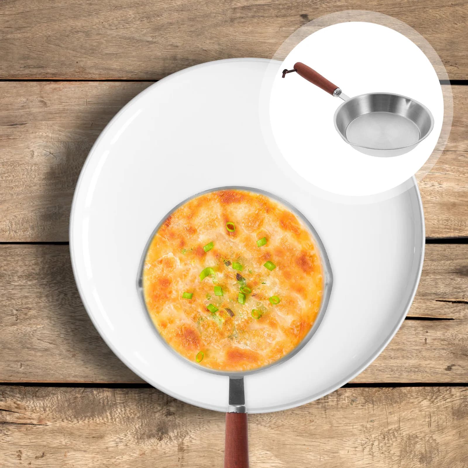 Stainless Steel Non-stick pan with Base Plate and Handle Comfortable for Eggs, Pancake and Omelette