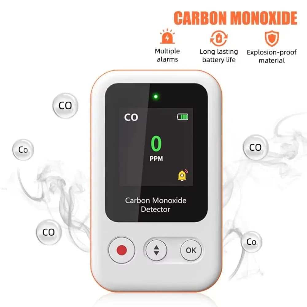 Rilevatore di Monossido di Carbonio ad Alta Sensibilità Ricaricabile, Allarme CO ad Alta Definizione, Monitor di Sicurezza con Display LCD
