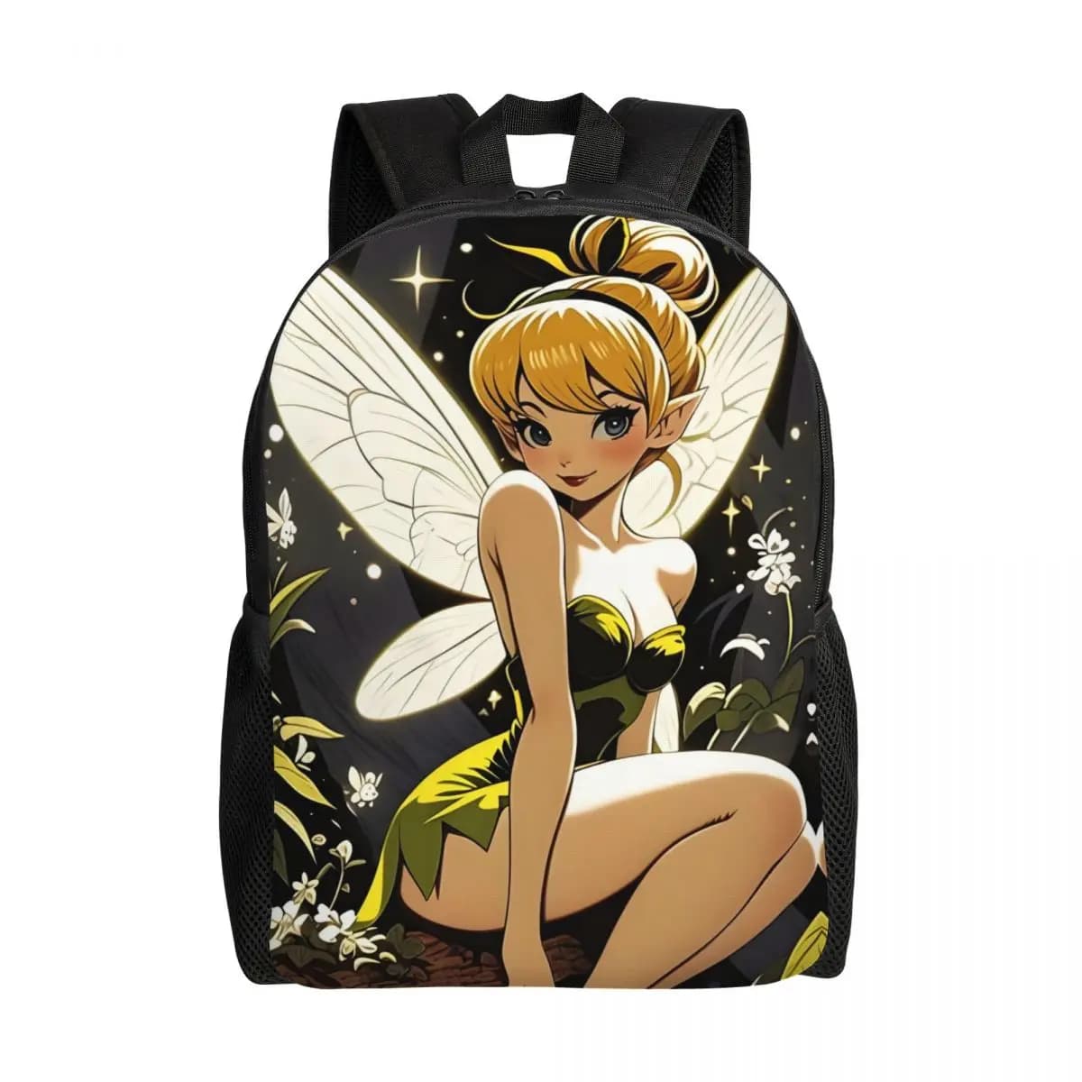 Stampa 3D personalizzata Affascinante Campanellino Foresta magica Zaino Borse da viaggio per scuola universitaria Uomo Donna Bookbag Adatto per laptop da 15 pollici