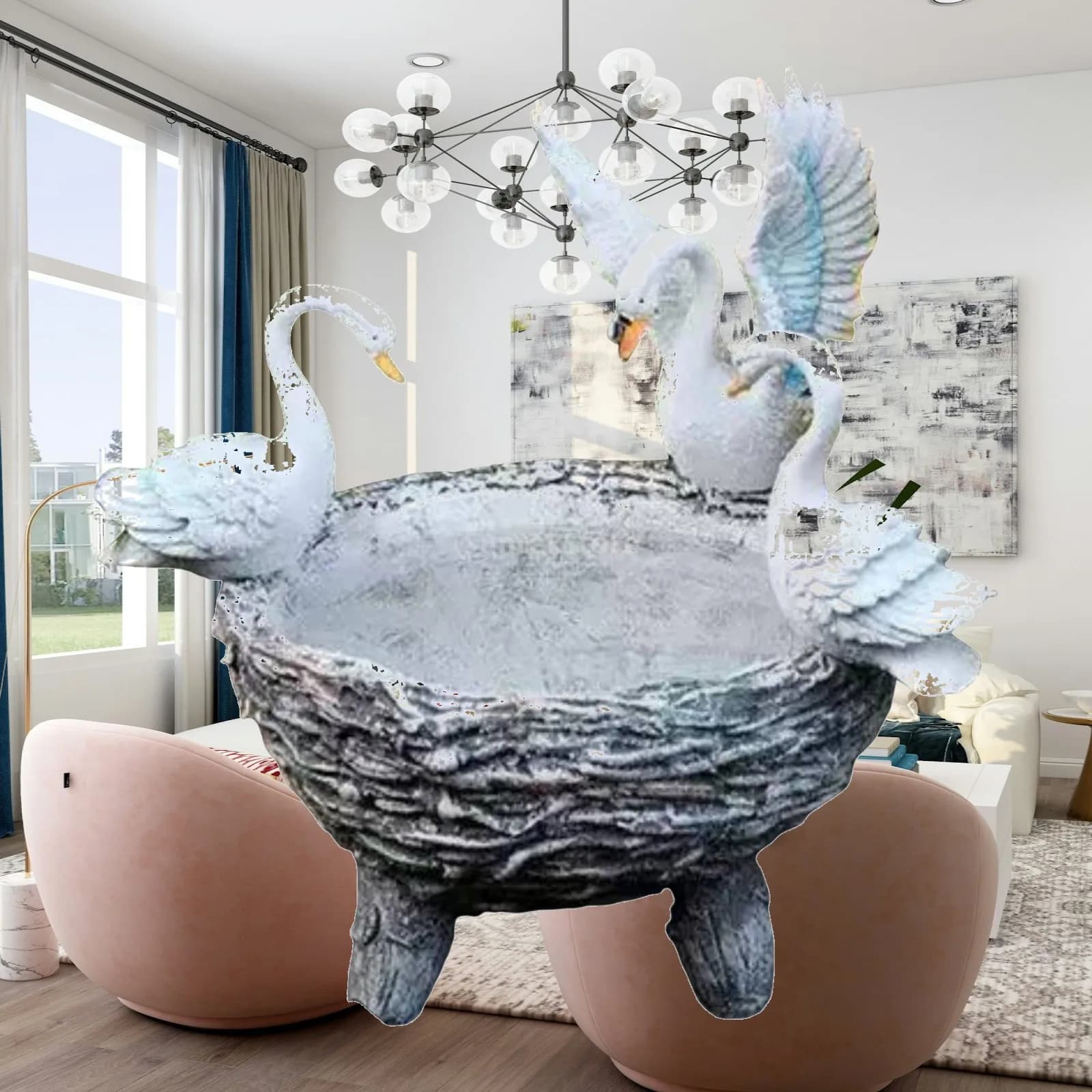 Swan Planter Water-Based Planting Elegant Planter Pot Cute Mini Landscape for Balcony, Courtyard