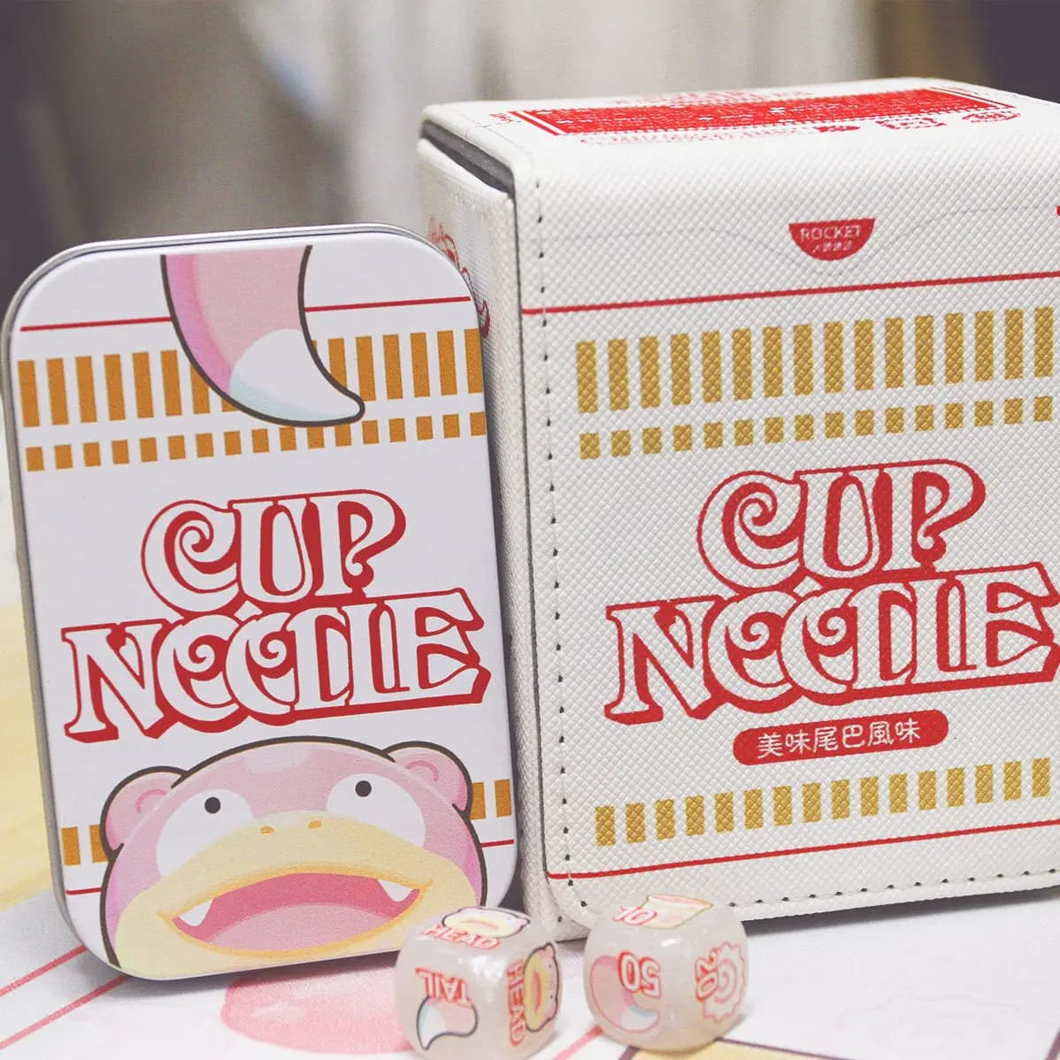 Cartoon PTCG Cup noodles delicious tail Slowpoke DIY Large Capacity Leather Card Box Anime Game Collection Card Storage Box
