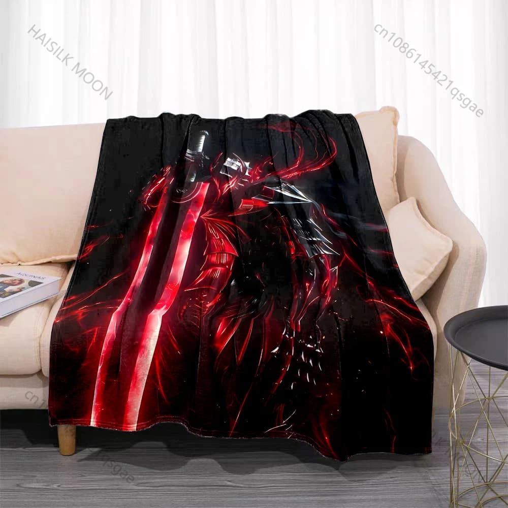 Coperta in flanella con stampa Cavaliere Oscuro Crimson Energy, morbida e calda per tutte le stagioni, ideale per casa, campeggio, picnic, camper