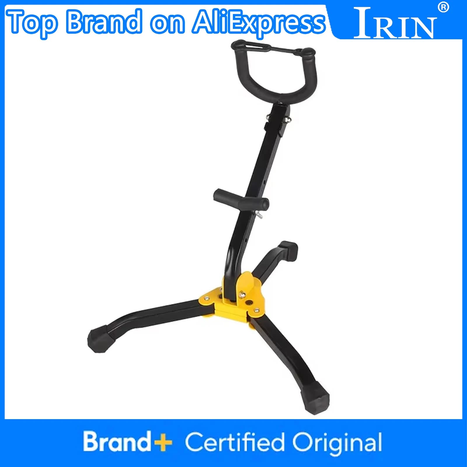 Supporto per Sassofono IRIN Pieghevole, Treppiede Giallo Portatile per Sax Alto, Supporto da Pavimento in Metallo, Accessorio per Strumenti a Fiato
