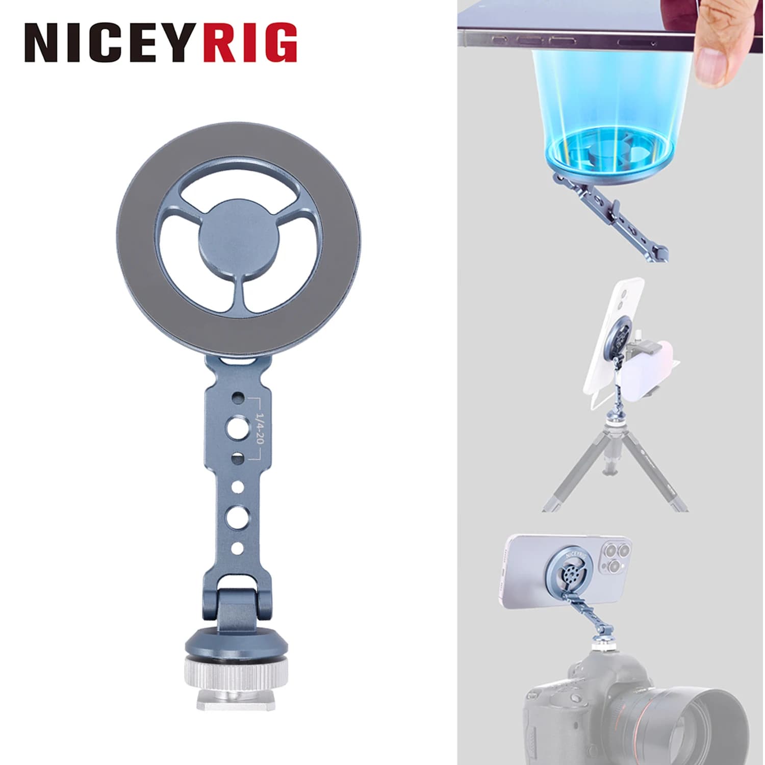 Magnetic Support for Niceyrig Phone with Cold Shoe Attachment Compatible with Magsafe Adapter for Camera Monitoring