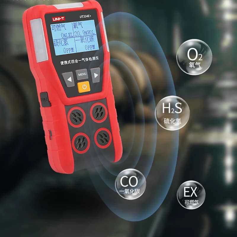 UNI-T Gas Leak Detector UT334E Plus Handheld 4 in 1 Air Quality Monitor Carbon Monoxide Detector H2S O2 EX Gas Tester