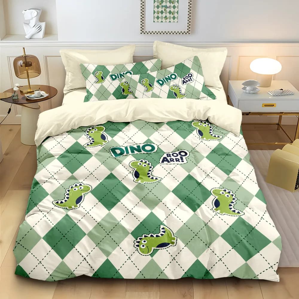 2/3pcs cartoon dinosaur animal print Bedding Set Children and boys Duvet Cover Pillowcase Twin Queen Size