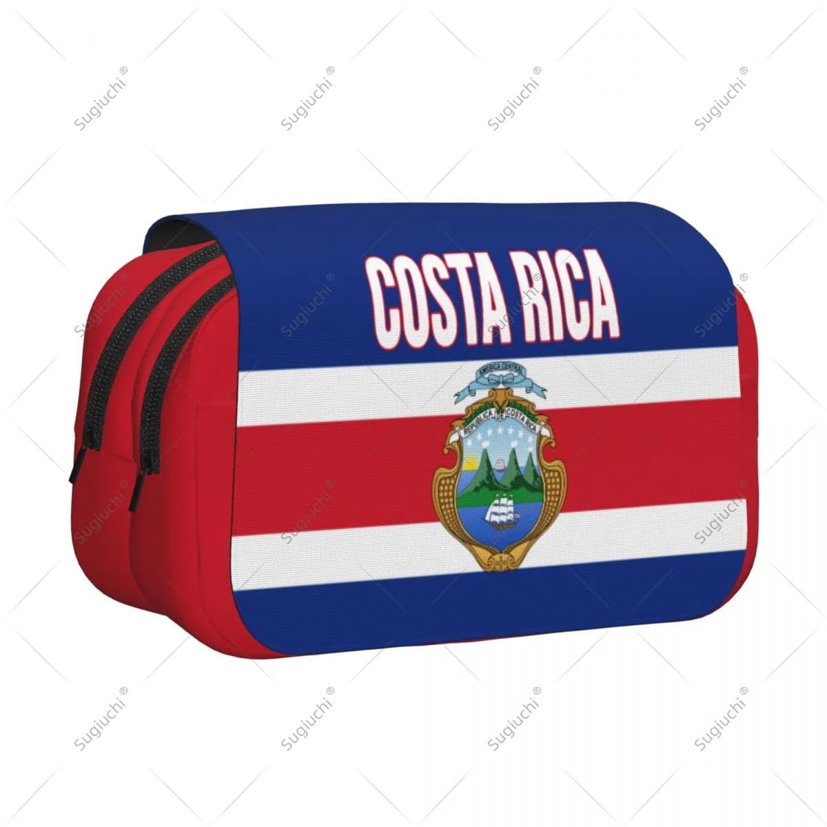 Astuccio per matite Borse per forbici Astuccio per penne con bandiera del Costa Rica 3D in tessuto Oxford a doppio strato