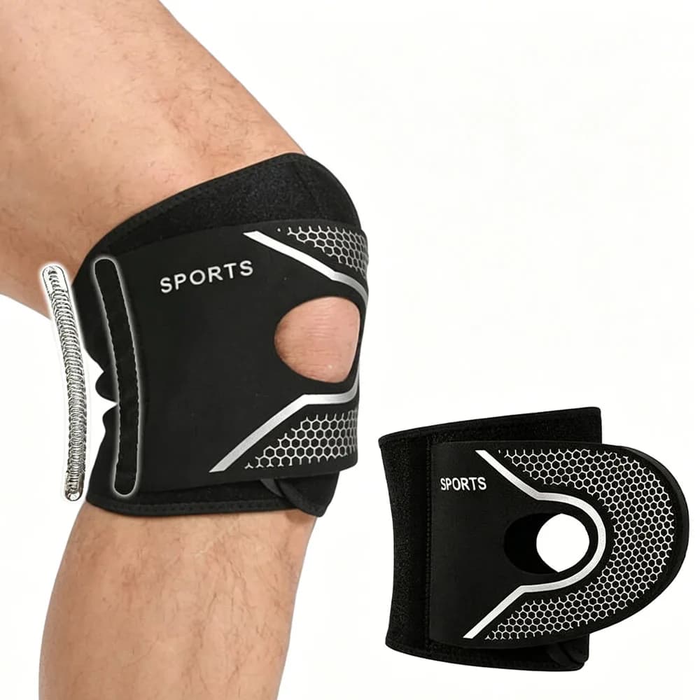 Supporto per ginocchio a compressione, 1 pezzo, regolabile, unisex, per supporto dell'articolazione del ginocchio, design aperto, traspirante