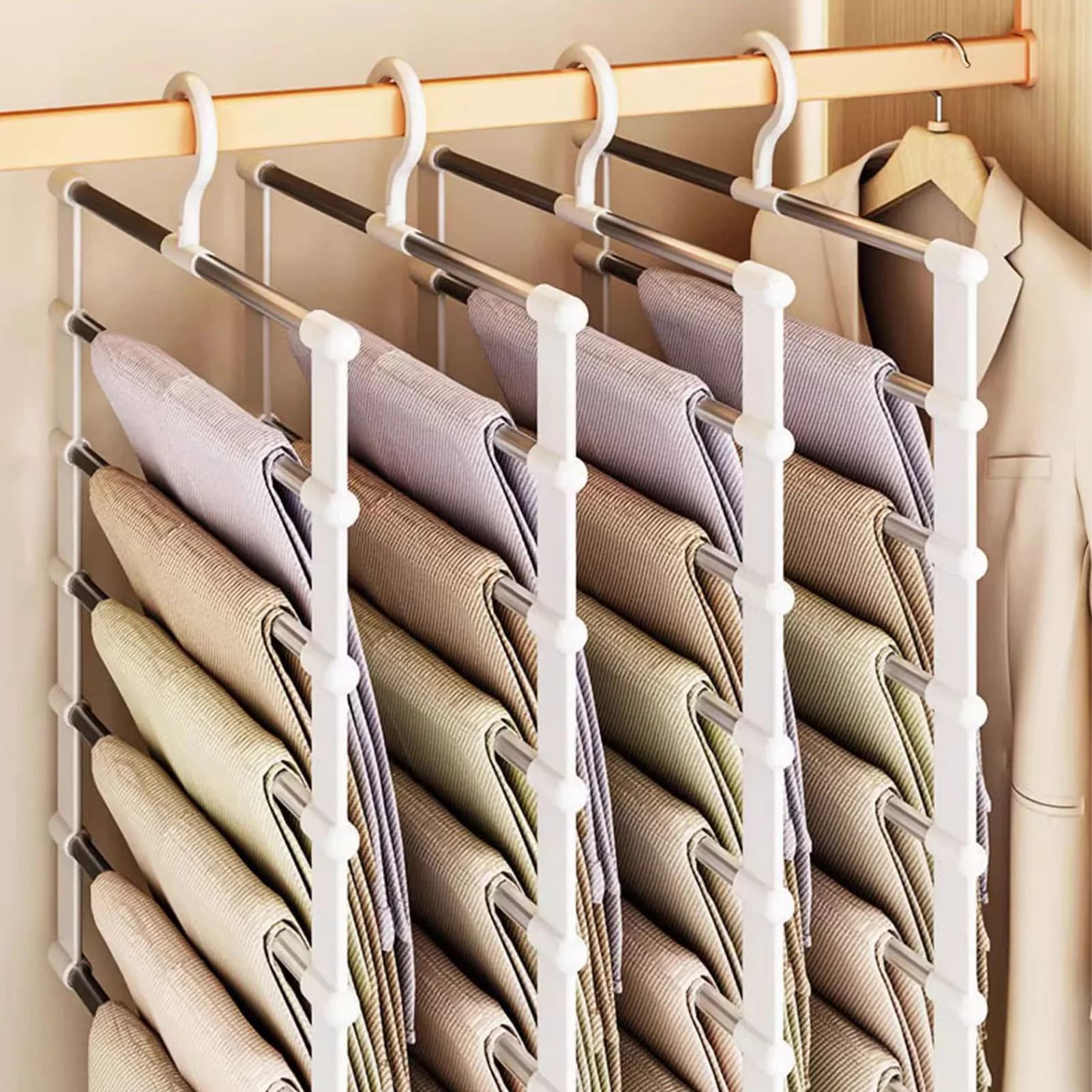 6 Layers Multifunctional Storage Pants Rack Practical Wear Resistant Clothes-rack Space Saver for Multi Layer Trousers Hangers