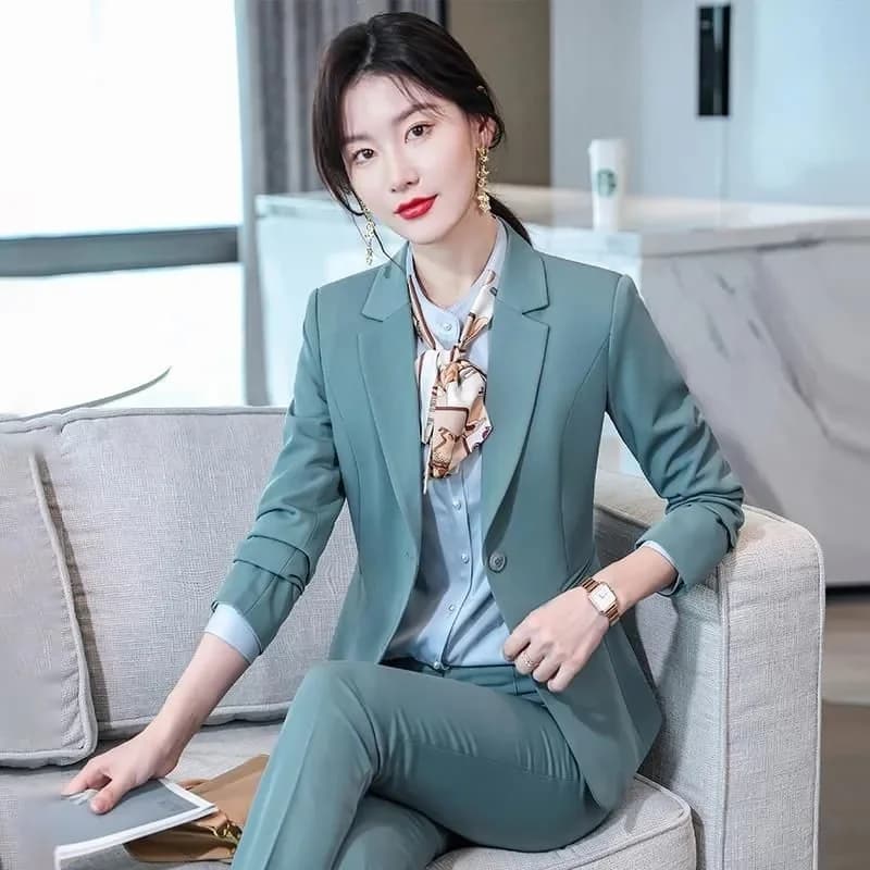 2025 New Blazer Trousers Women's Suit Sets Long Sleeve Jacket Blazer Casual Office Ladies Pantsuit For Business Clothing