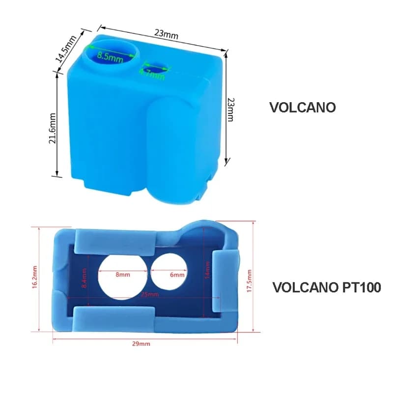 Heated Block Extruder Aluminum Hotend for Volcano PT100 Heated Block silicon case cover 3D Printer Parts