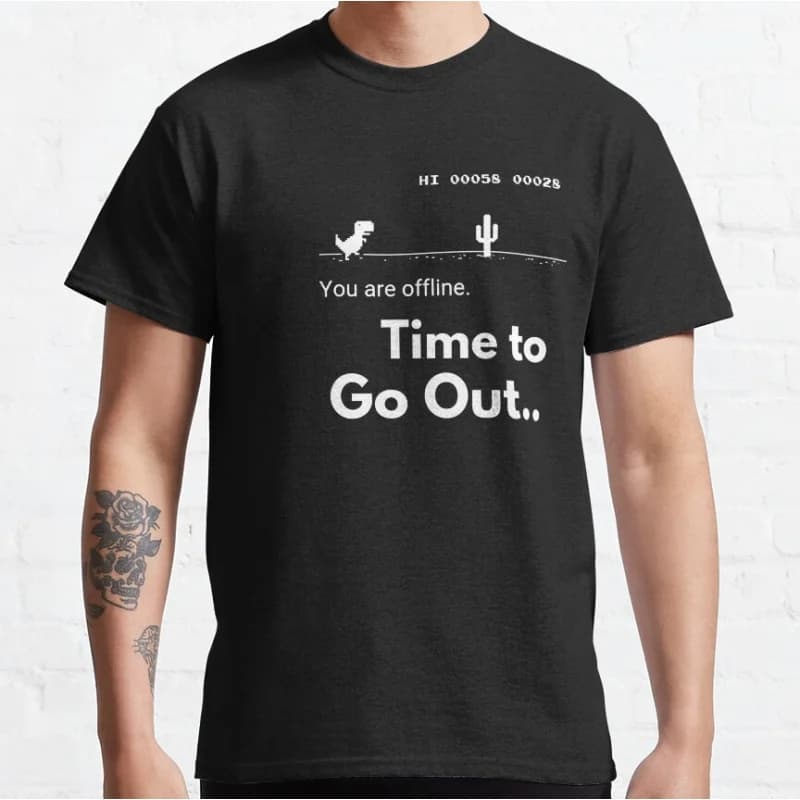 Nessun tempo di entrare in Internet Divertente offline t rex anni '90 cartone animato pixel videogioco dinosauro T-shirt per uomo di grandi dimensioni Top per adulti S-6xl