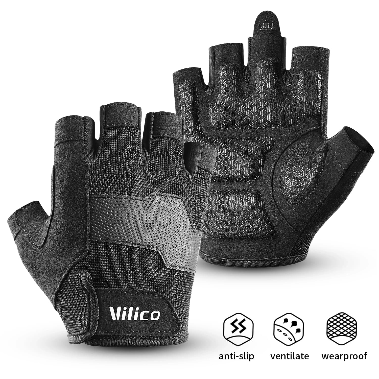 Fitness Gloves for Men Half-Date Thicknesses Heavy Duty Resistant for Lifting Weights Training in Gym Anti-Callus Palm Protection