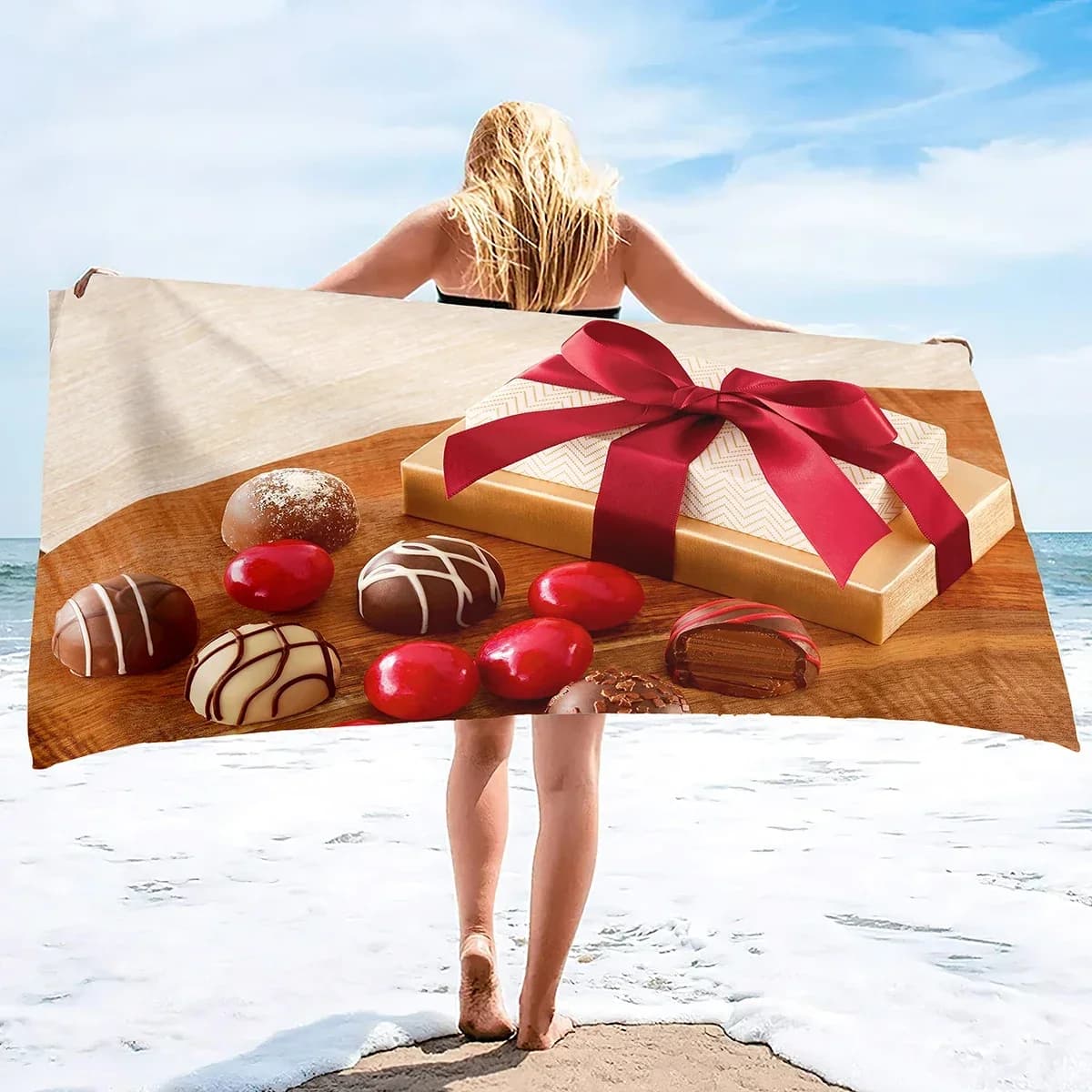 Telo Mare in Microfibra a Tema Cioccolato, Asciugamano da Viaggio Oversize Leggero e Compatto, Accessorio da Spiaggia ad Asciugatura Rapida per Nuoto e Campeggio
