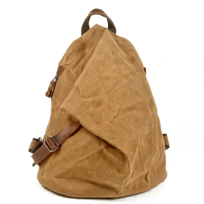 Waterproof retro backpack, rugged retro oil-waxed canvas bag, Ami gabardine men's outdoor travel double-shoulder bag