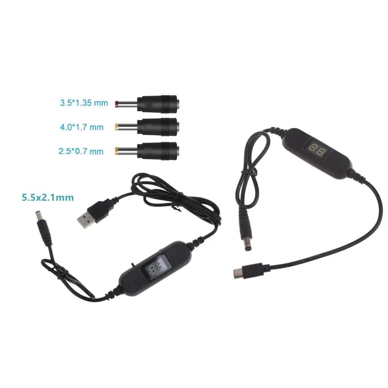 USB power cable type C to 5, 5 x2-1 mm/2.5/3.5/4.0mm 1.5V 3V 4.5V 6V 9V 12V 12V adjustable voltage cable converter Step Up Down