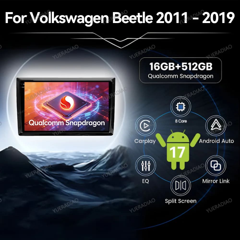 Android 17 Car Radio For Volkswagen Beetle A5 2011 - 2019 Mirror Link Qualcomm BT Carplay Automotive Carplay Multimedia Central