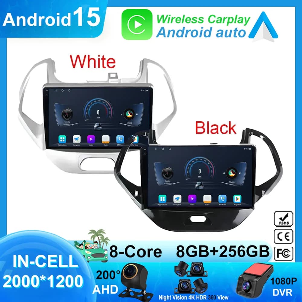 Autoradio Carplay Android for FORD FIGO KA 2015 2016 2017 2018 2019 2020 Multimedia Bluetooth Automotive Pantalla Coche