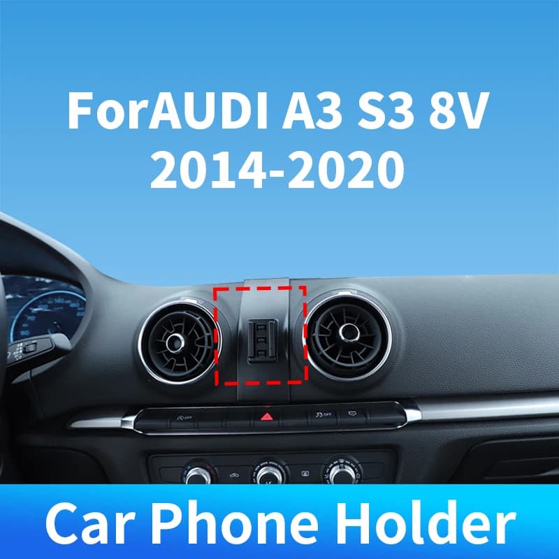 Supporto per telefono da auto per Audi A3 S3 8V 2014 2015-2019 2020 con ricarica wireless, base fissa dedicata, accessori per interni auto