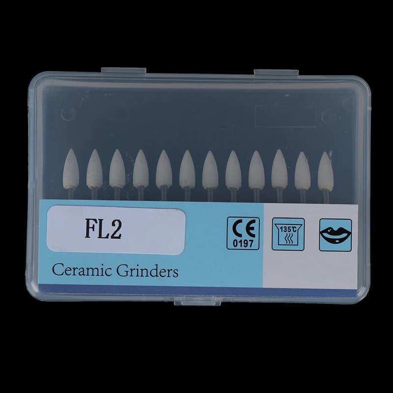 Set of 12 pieces of white flame-shaped abrasive stones, Arkansas Stone, for teeth whitening