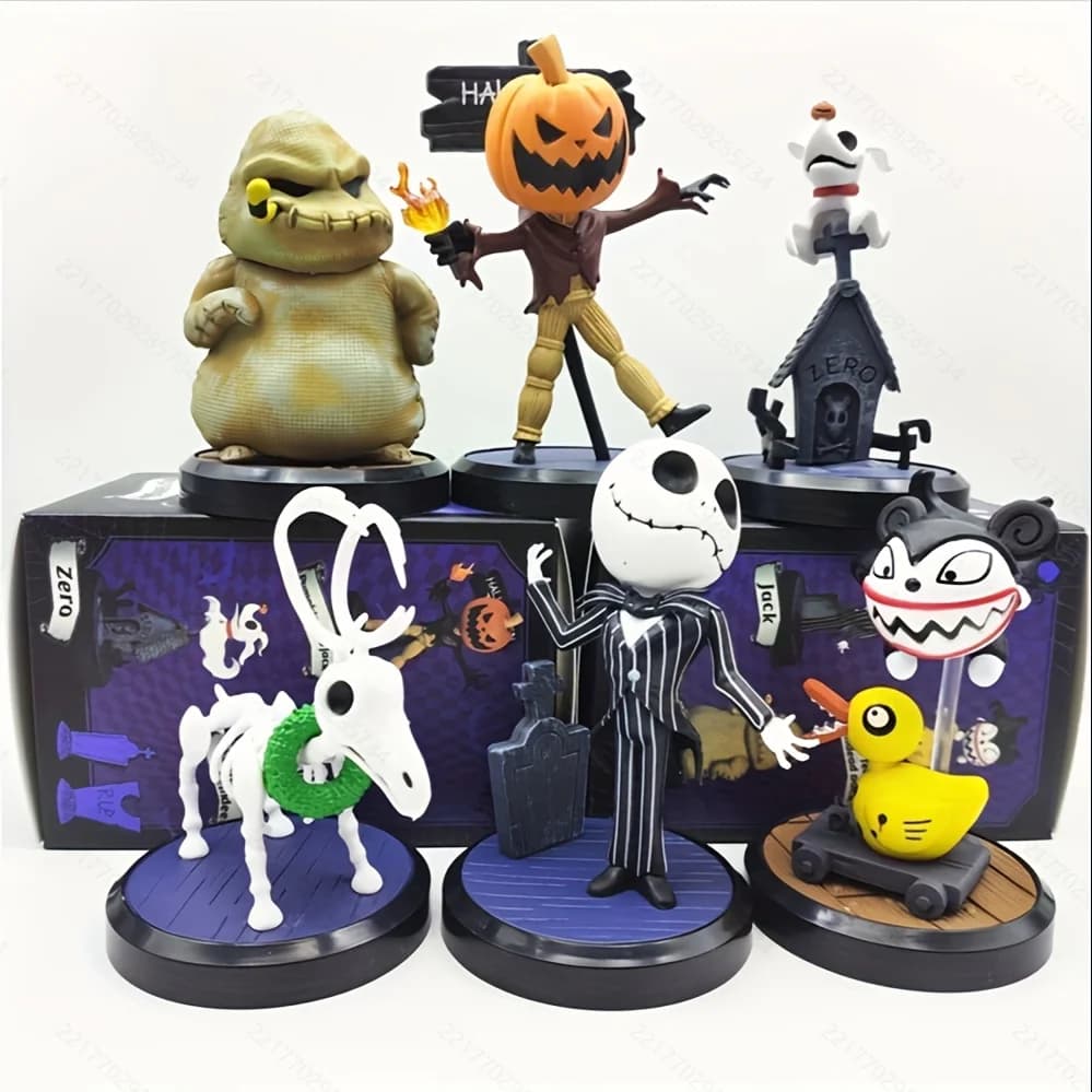@6 Styles Halloween Jack Skellington Pumpkin King Vampire Action Figure Blind Box Doll Toy Ornament