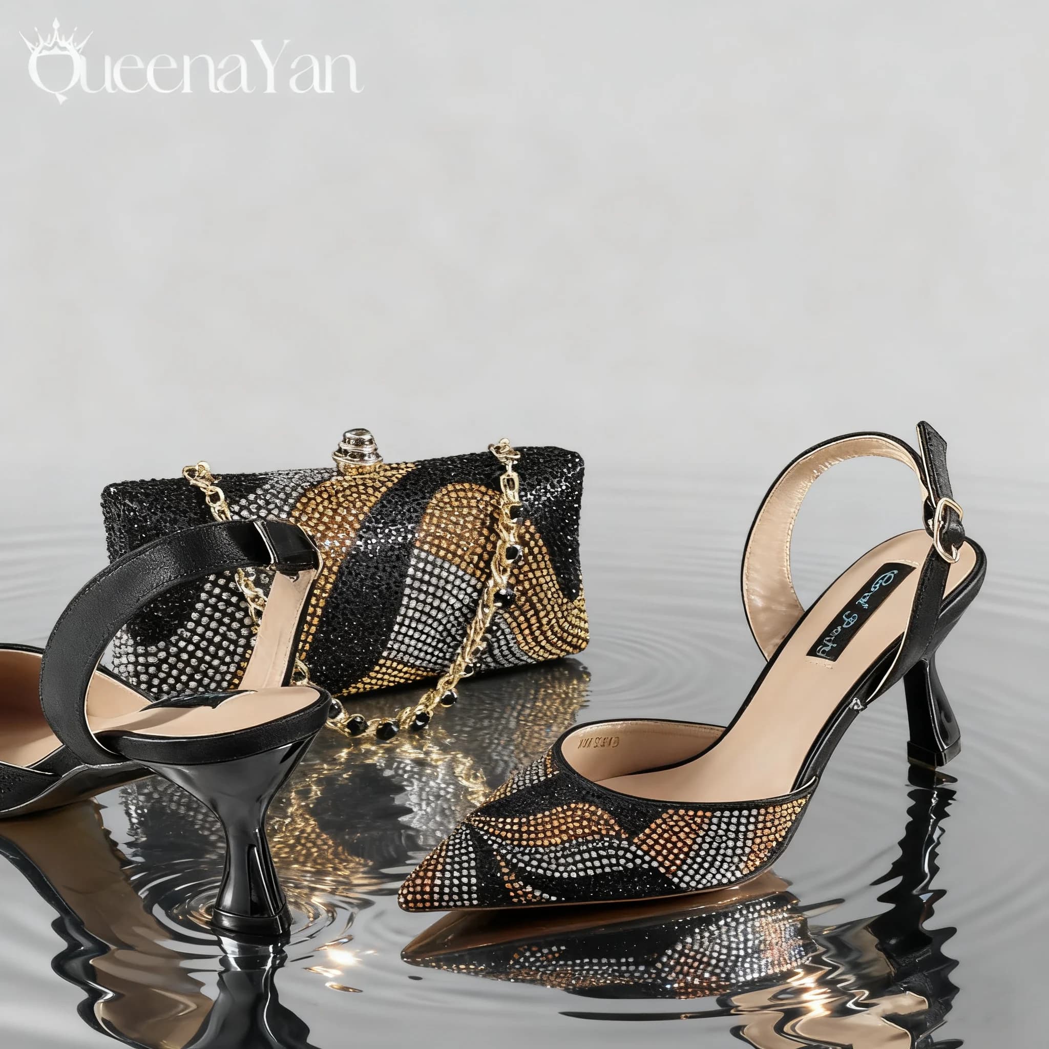 Eleganza festiva Spot Goods Tacchi abbaglianti e pochette lunga chic Combinazione perfetta di scarpe e borsa per occasioni speciali