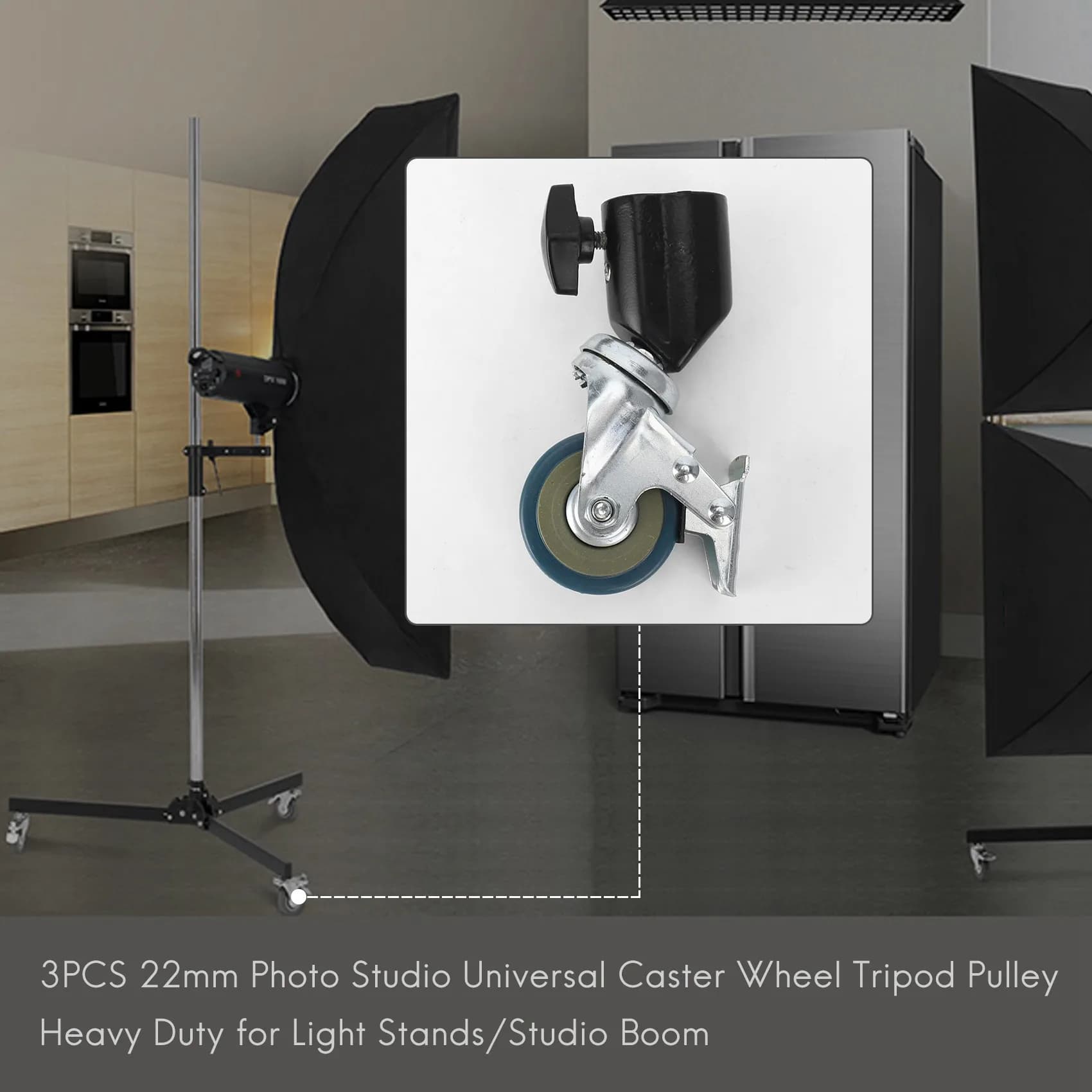 ABDW-3PCS Ruote Universali da 22Mm per Studio Fotografico, Pulegge per Treppiedi Resistenti per Supporti Luminosi/Bracci da Studio