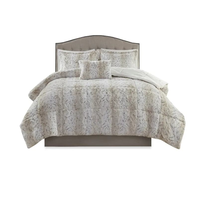 King 4PC Faux Fur Comforter Set