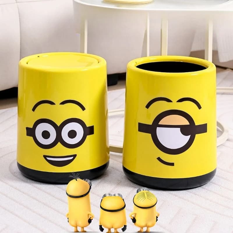 Minions cartoon cute trash can creative kawaii home decoration living room bedroom quirky bin anime merchandise wholesale