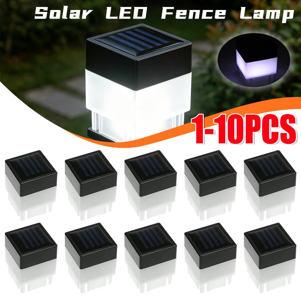 Waterproof Outdoor Column Head Lamp Solar Powered LED Fence Deck Post Lamp for Patio Garden Landscape Decoration