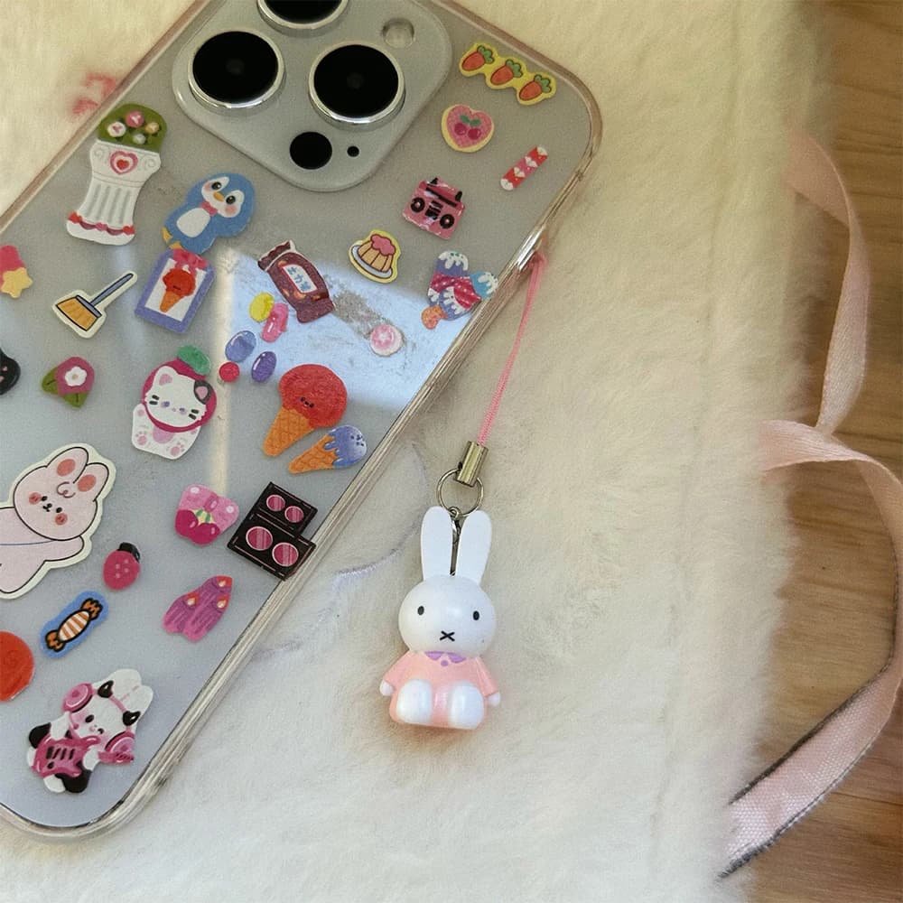 Kawaii Miffy Keychain Cartoon Cute Backpack Pendants Chain for mobile Christmas Gift