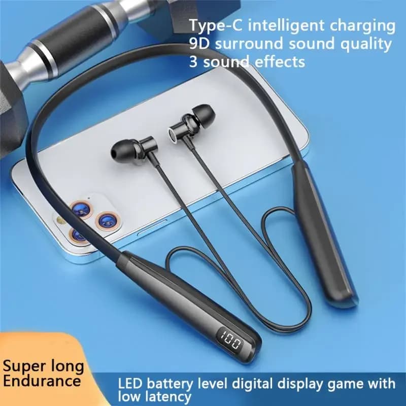 Cuffie Bluetooth senza fili Auricolari con archetto da collo Monitor auricolare con microfono Batteria lunga Auricolari Cuffie sportive di alta qualità