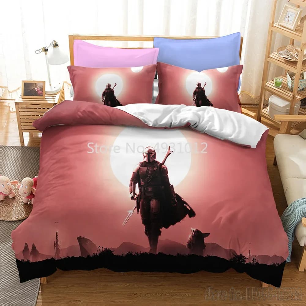 2026 Anime 3D Stampato Guerriero Mandalorian Bambino Set biancheria da letto Set copripiumino per bambini Biancheria da letto Twin Single King Bambini Regalo per adulti