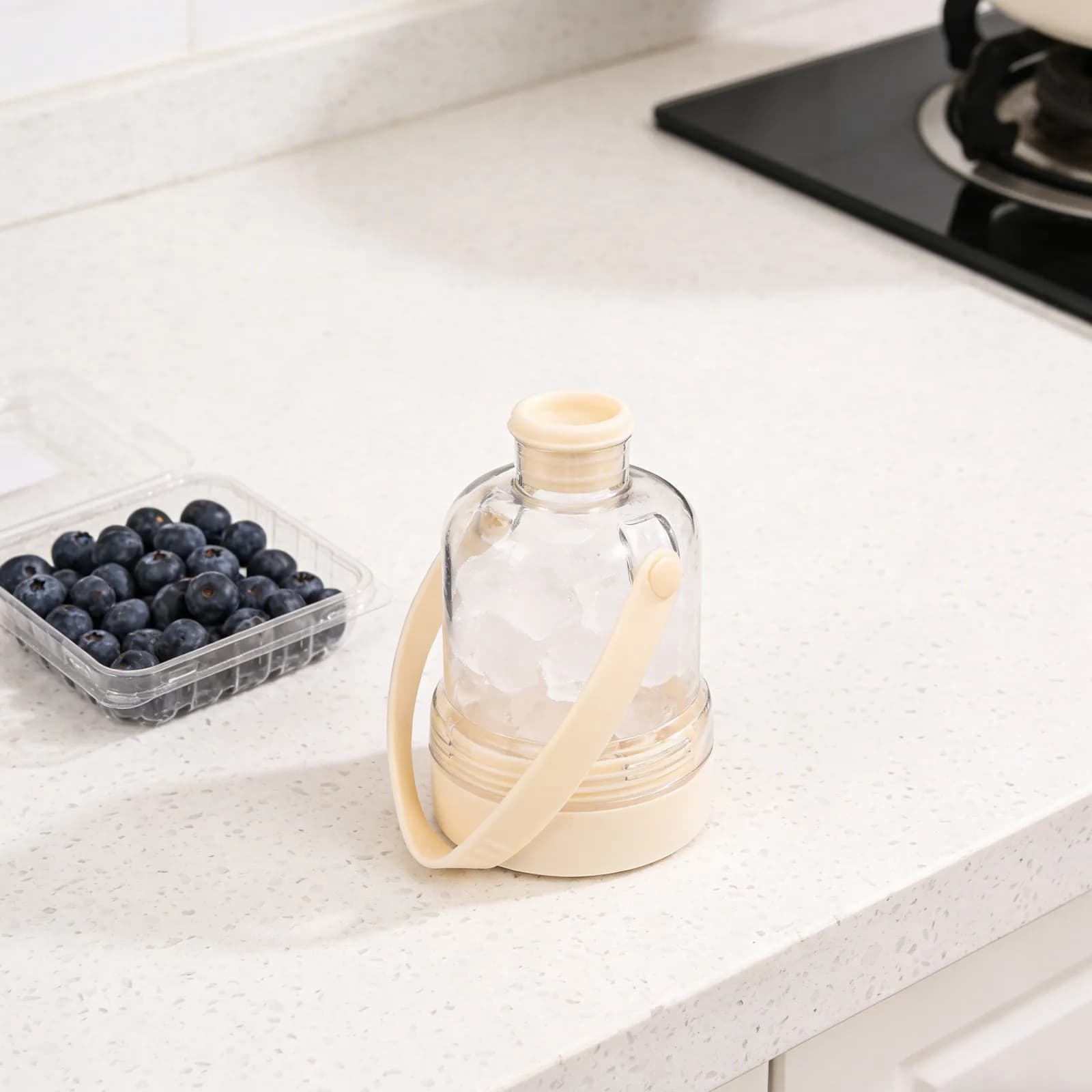 Ice Cube Maker Water Bottle 380Ml Leak Proof Portable 2-in-1 Freezer Friendly Cooling Cup Travel Gym Outdoor Mini Ice Mold