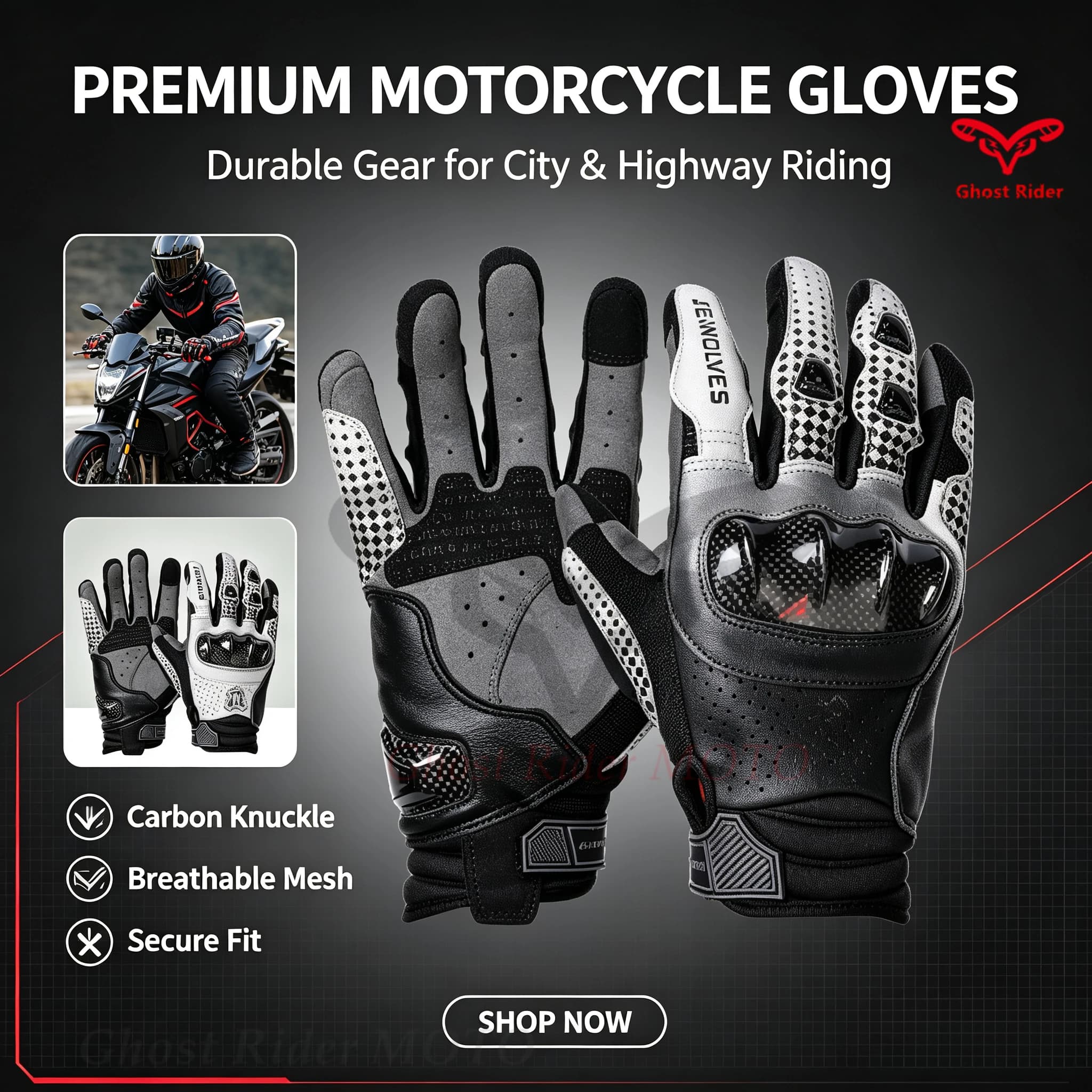 Carbon fiber motorcycle gloves touch screen men women motorcycle riding breathable gloves spring summer autumn srpring
