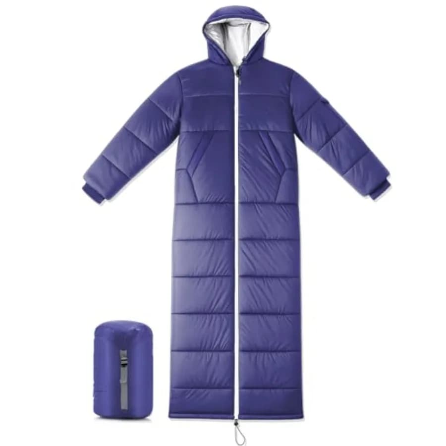 Cold Climes for Adults with Sleeves and Hoods, Length 74 Inches, Insulation for Winter Temperatures at 0 Degrees, Extreme Frying