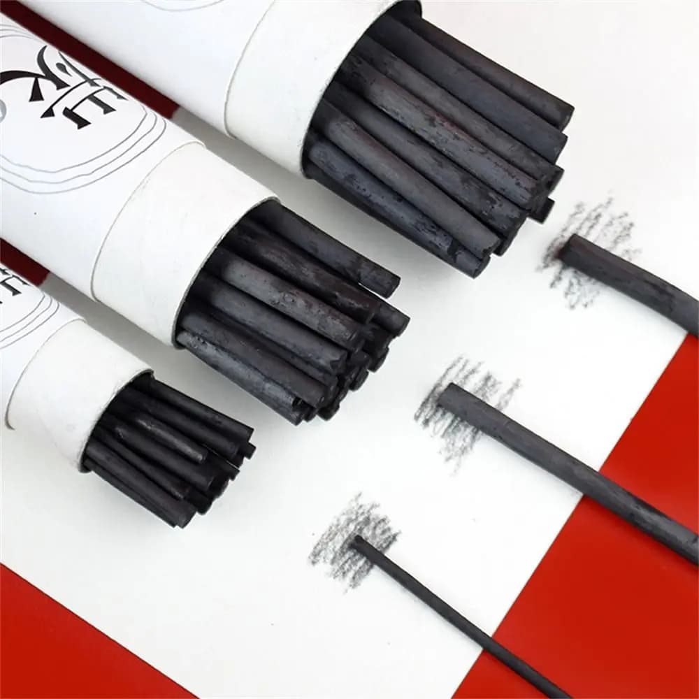 Black Color Charcoal Sticks Willow Charcoal Strong Color Charcoal Bars Vine Charcoal Professional Drawing Charcoal Pencils