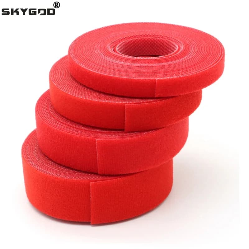 Fascette per cavi rosse Fascio di anelli riutilizzabili Cinturino in nylon autoadesivo Organizzatore Clip Supporto per cavi Gestione Nastro di fissaggio Fai da te