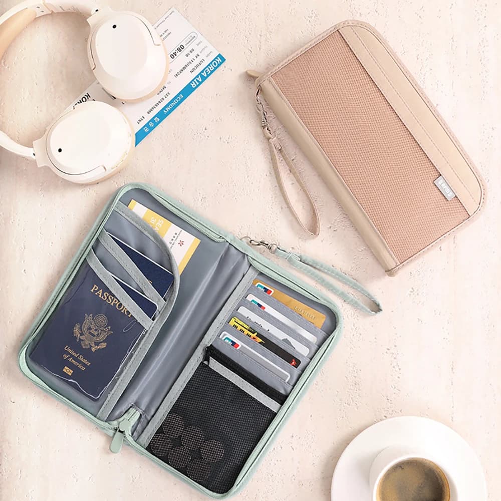 Pacchetto documenti di viaggio, passaporto, pacchetto porta biglietti, pacchetto antifurto per carte bancarie, portafoglio