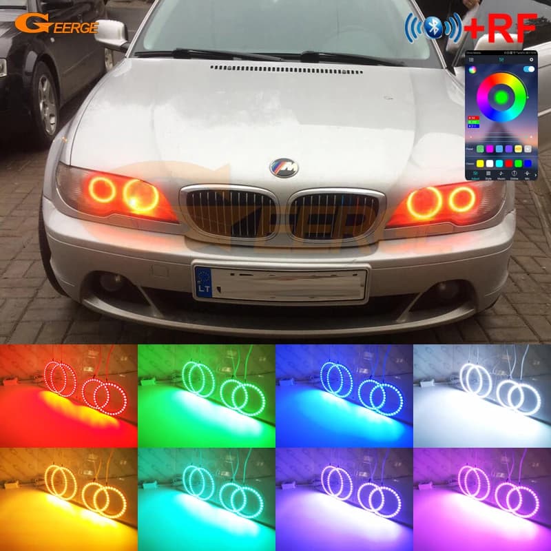 Per BMW Serie 3 E46 Coupe Cabrio Convertible 2004 2005 2006 LCI BT App RF A Distanza Multi-Colore RGB Led Angel Eyes Kit Halo Anelli