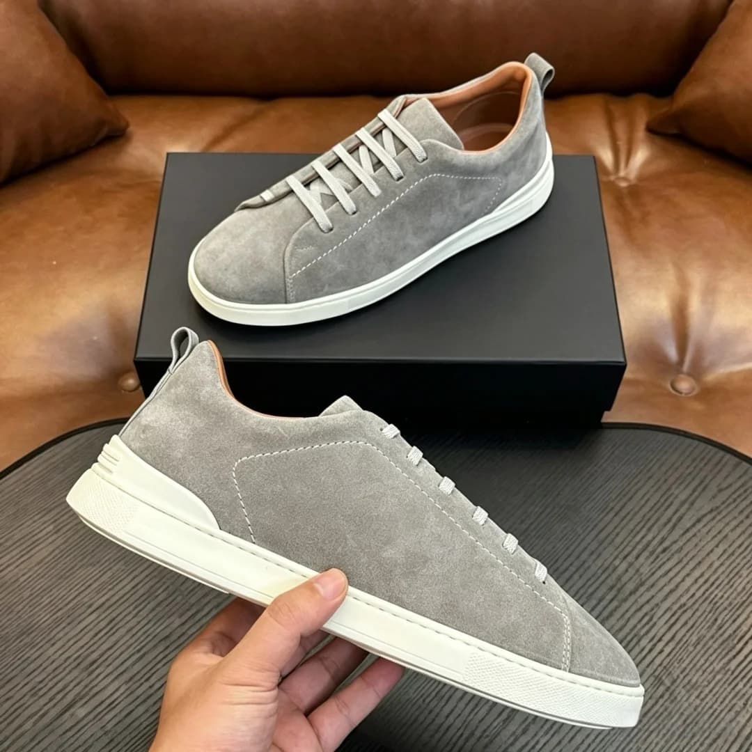 Handmade Loafers Luxury Brand Men's Shoes Suede Leather Causul Sneakers Comfortable Lace‑up Flat Skate Footwear Holiday Gifts