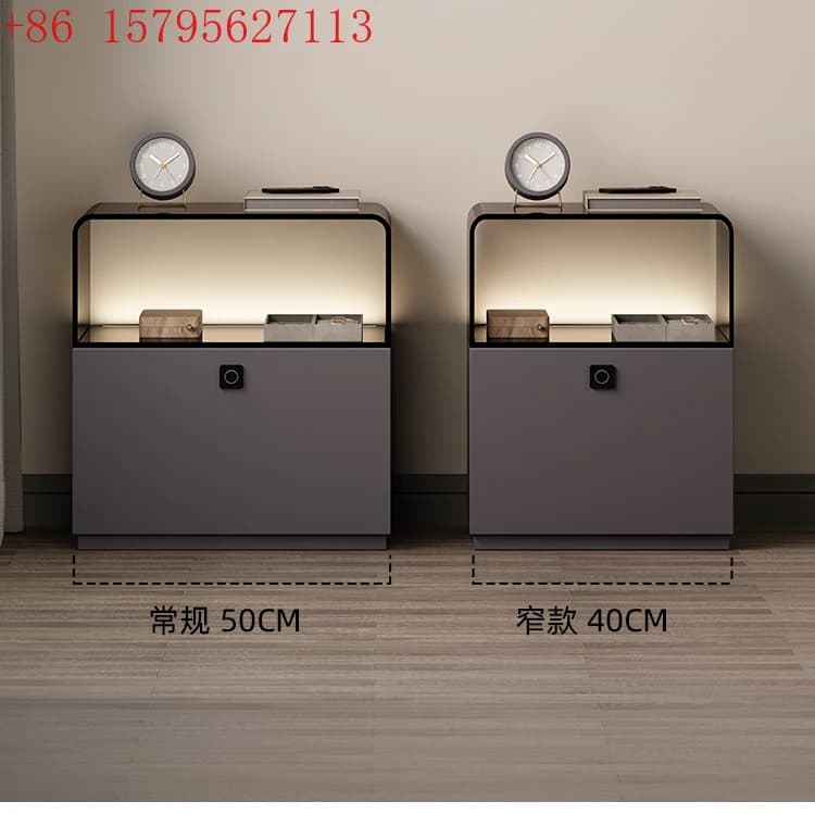 Comodino intelligente minimalista italiano con comodino con serratura per impronte digitali, piccolo armadietto di lusso di fascia alta
