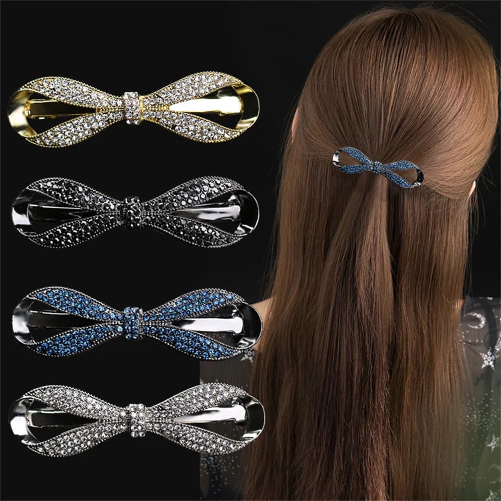 Exquisite hair fork with fake crystal bow for women fashion strass Bowknot hair clips Barrettes tools for Styling hair accessories gift