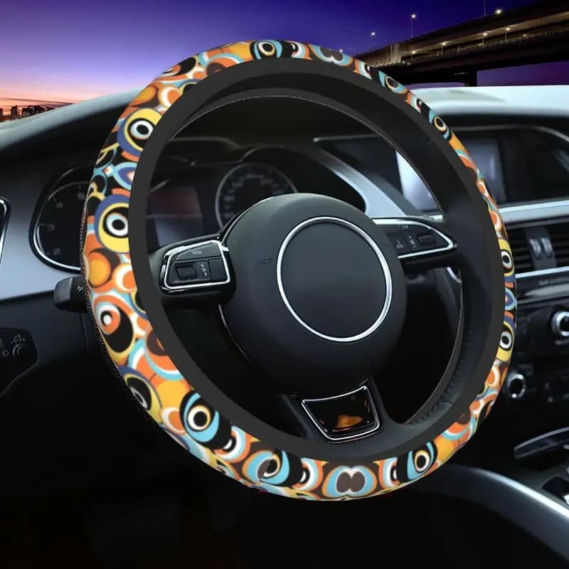 Coprivolante Hippie Flower Power Design 15 pollici donna Hippy Bohemian Soft coprivolante adatto per berlina auto