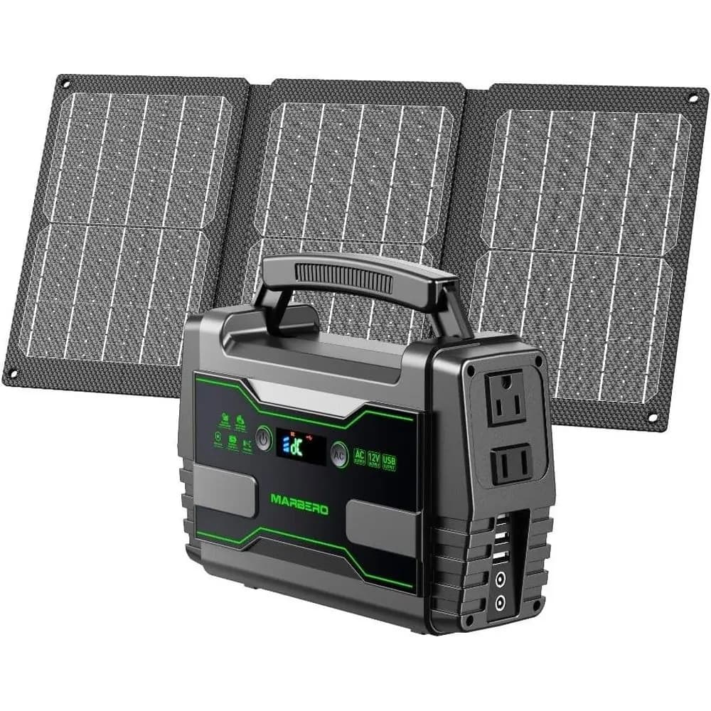Stazione di Alimentazione Portatile da 155Wh con Pannello Solare da 30W, 2 Prese AC da 100W, USB QC3.0, Certificata UL per Uso Esterno e di Emergenza