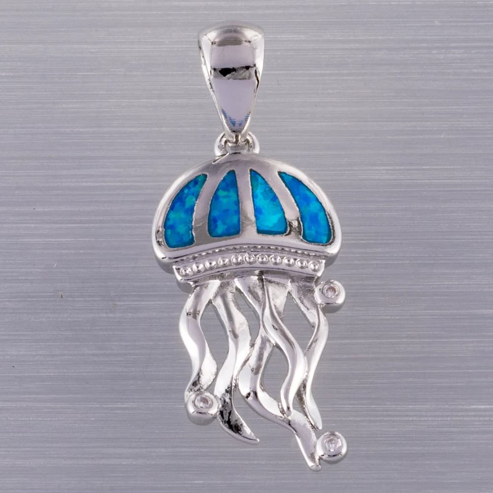 Ciondolo medusa KONGMOON con intarsio opale di fuoco blu oceano gioielli da donna per collana-stile spiaggia
