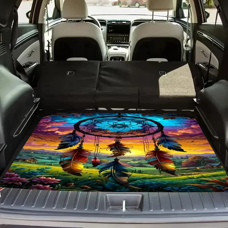 1pc, Dreamcatcher Theme Elements Car Trunk Mat For Most Models, Size 29.53X39.37 Inches Protects The Trunk And Reduces Wear And