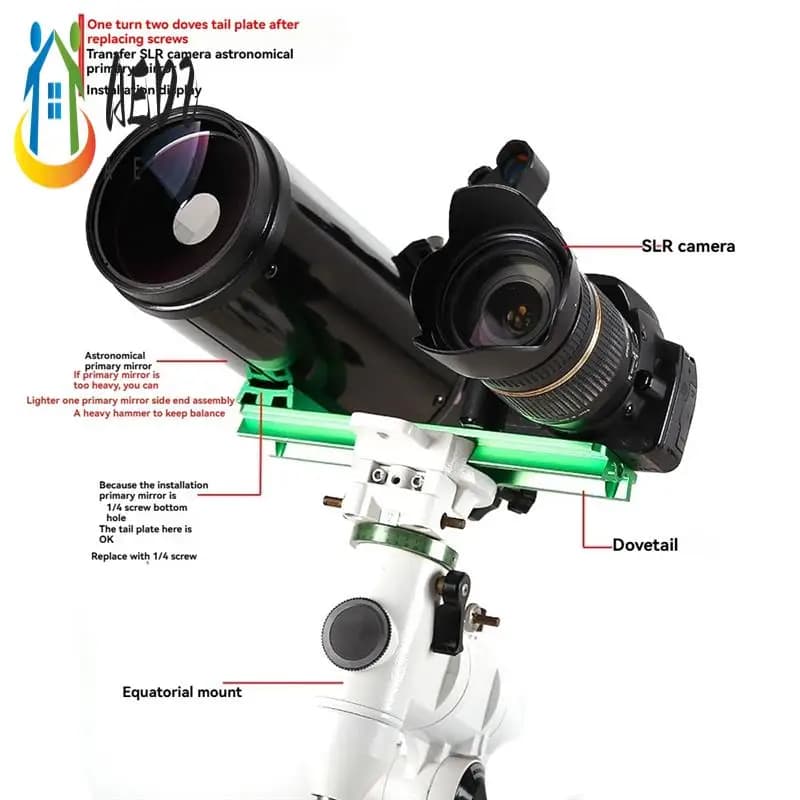 AED2-Piastra 250Mm Telescopio equatoriale Piastra a coda di rondine Un adattatore Due piastre corte Accessori per telescopio astronomico